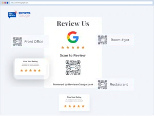 Review us QR codes for different hotel areas.